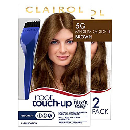 Picture of Clairol Root Touch-Up by Nice'n Easy Permanent Hair Dye, 5G Medium Golden Brown Hair Color, Pack of 2