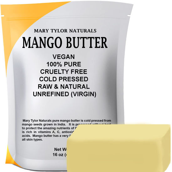 Picture of Mary Tylor Naturals Mango Butter 1 lb Cold Pressed, Unrefined,Raw Pure Mango Butter - Skin Nourishment, Moisturizing for Hair, Skin