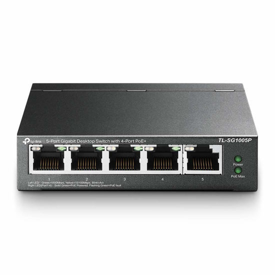 Picture of TP-Link TL-SG1005P 5 Port Gigabit PoE Switch 4 PoE+ Ports @65W Desktop Plug & Play Sturdy Metal w/ Shielded Ports Fanless Limited Lifetime Protection QoS & IGMP Snooping