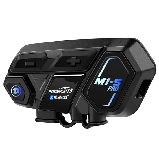 Picture of FODSPORTS Motorcycle Bluetooth Intercom with Music Sharing, M1S Pro 2000m 8 Riders Group Helmet Communication System Headset Universal Wireless Interphone (Waterproof/Handsfree/Stereo Music/GPS/2 Mic)