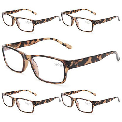 Picture of Gaoye 5-Pack Reading Glasses Blue Light Blocking,Spring Hinge Readers for Women Men Anti Glare Filter Lightweight Eyeglasses (5-pack Leopard, 0.5)