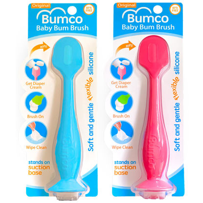 Picture of Bumco Diaper Cream Spatula 2-Pack - Baby Bum Brush for Butt Paste Diaper Cream - Baby Butt Cream Diaper Cream Applicator - Butt Spatula Baby Necessities - Diaper Cream Brush, Blue & Pink