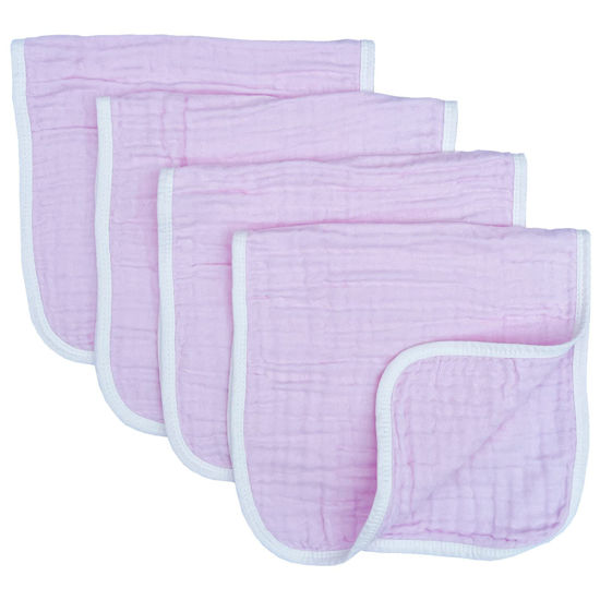 Synrroe Muslin Burp Cloths Large 20 by 10 Inches 100% Cotton 6 Layers Extra Absorbent and Soft 4 Pack Pink