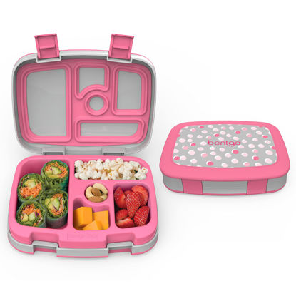 Picture of Bentgo® Kids Prints Leak-Proof, 5-Compartment Bento-Style Kids Lunch Box - Ideal Portion Sizes for Ages 3 to 7 - BPA-Free, Dishwasher Safe, Food-Safe Materials (Pink Dots)