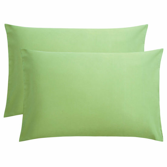 Picture of FLXXIE 2 Pack Microfiber Queen Pillow Cases, 1800 Super Soft Pillowcases with Envelope Closure, Wrinkle, Fade and Stain Resistant Pillow Covers, 20x30, Sage Green