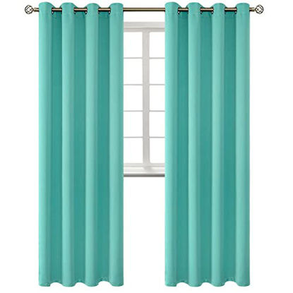 Picture of BGment Room Darkening Curtains 108 Inches Long - Grommet Thermal Insulated Drapes Window Treatment Curtains for Bedroom, 2 Panels, 52 x 108 Inch, Turquoise