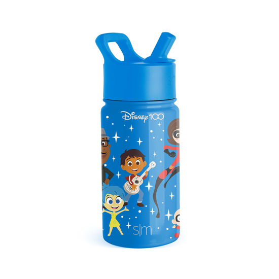  Simple Modern Disney Pixar Kids Water Bottle with Straw Lid, Reusable Insulated Stainless Steel Cup for Boys, School, Summit Collection