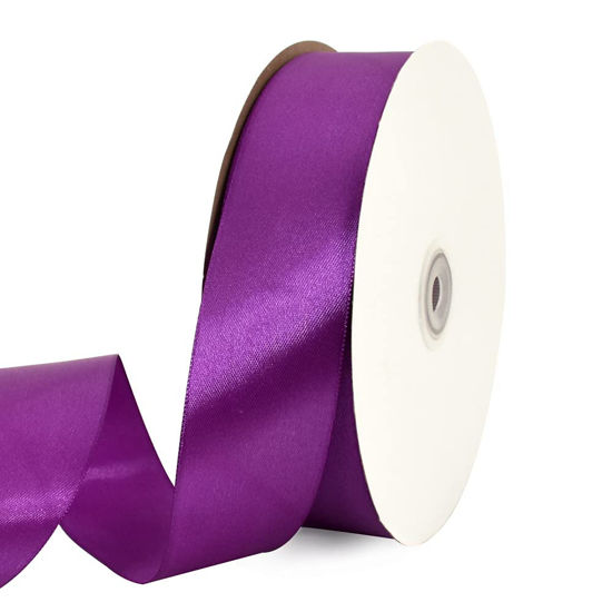 TONIFUL 1-1/2 Inch (40mm) x 100 Yards Purple Wide Satin Ribbon Solid Fabric  Ribbon for Gift Wrapping Chair Sash Valentine's Day Wedding Birthday Party