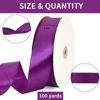 Picture of TONIFUL 1-1/2 Inch (40mm) x 100 Yards Purple Wide Satin Ribbon Solid Fabric Ribbon for Gift Wrapping Chair Sash Valentine's Day Wedding Birthday Party Decoration Hair Floral Craft Sewing