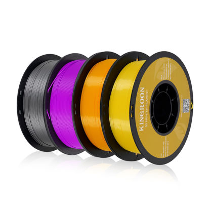 Picture of Kingroon PLA 3D Printer Filament, Dimensional Accuracy +/- 0.03 mm, 1 kg Spool(2.2lbs), 1.75 mm, 4KG Yellow+Silver+Purple+Orange