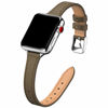 Picture of STIROLL Slim Leather Bands Compatible with Apple Watch Band 38mm 40mm 41mm 42mm 44mm 45mm 49mm,Top Grain Leather Watch Thin Wristband for iWatch Ultra SE Series 8/7/6/5/4/3/2/1(Taupe with Silver)