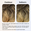 Picture of SARLA Ombre Invisible Wire Hair Extensions Brown to Blonde Wavy Curly Long Synthetic Hairpiece 18 Inch Adjustable Headband for Women No Clip