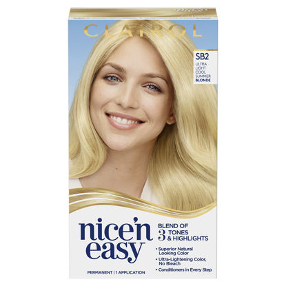 Picture of Clairol Nice'n Easy Permanent Hair Dye, SB2 Ultra Light Cool Blonde Hair Color, Pack of 1