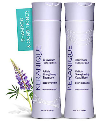 Picture of Keranique Hydrating Shampoo and Conditioner Set - Deep Hydration Hair Shampoo and Conditioner for Repairing Natural Moisture with Keratin - Sulfate-Free Intense Hydrator for Dry, Thin, Damaged Hair