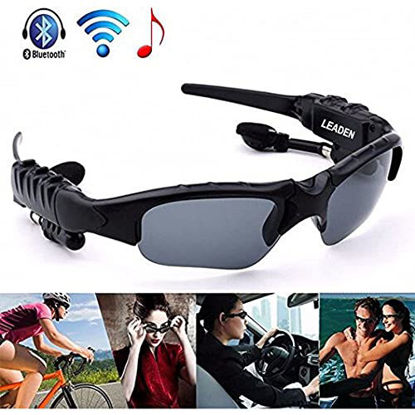 Picture of LEADEN Wireless Bluetooth MP3 Polarized Lenses Music Sunglasses V4.1 Stereo Handfree Headphone for iPhone Samsung Most Smartphone or PC (Black)