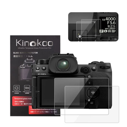 Picture of kinokoo Fuji XH2S/XH2 Screen Protector + Top Soft Film - 0.25mm 9H Hardness Tempered Glass Film for Fuji X-H2S/XH2S/XH2 Digital Camera Bubble-free/Anti-scratch(2 pack)