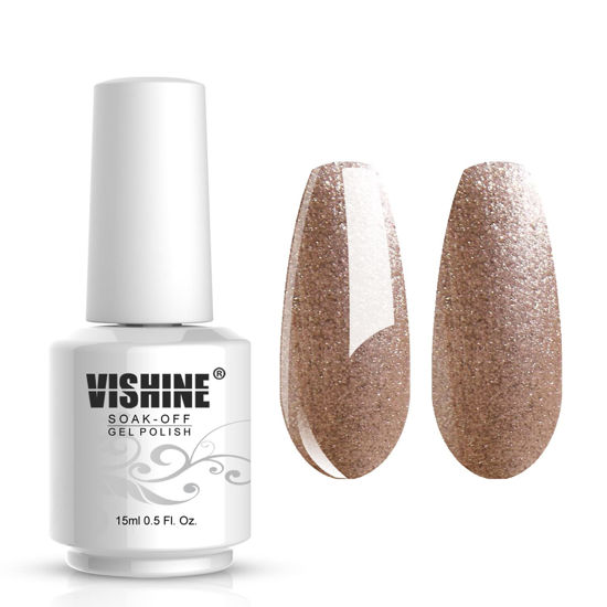 Picture of Vishine Gelpolish Gel Nail Polish Lacquer Shiny Color Soak Off UV LED Professional Manicure Gold(1591)