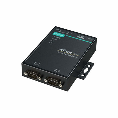 Picture of Moxa NPort 5210A - 2 Ports Device Server, 10/100M Ethernet, RS-232, DB9 Male, 15KV ESD, 0.5KV Serial Surge, 12~48VDC, 0~60°C