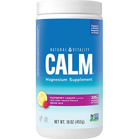 Picture of Natural Vitality Calm, Magnesium Citrate Supplement, Anti-Stress Drink Mix Powder - Gluten Free, Vegan, & Non-GMO, Raspberry Lemon, 16 oz