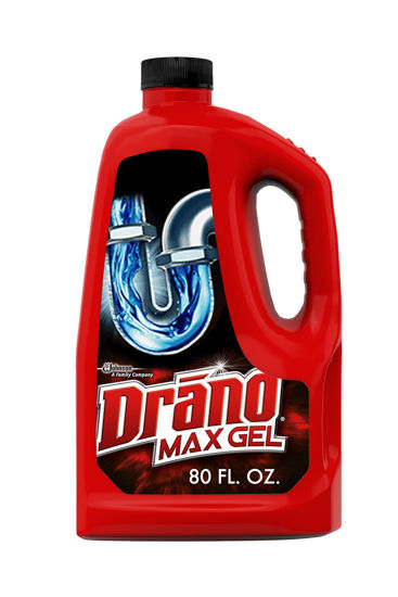 Picture of Drano Max Gel Drain Clog Remover and Cleaner for Shower or Sink Drains, Unclogs and Removes Hair, Soap Scum, Blockages, 80 oz