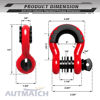 Picture of AUTMATCH D Ring Shackle 3/4" Shackles (2 Pack) 41,887Ibs Break Strength with 7/8" Screw Pin and Shackle Isolator Washers Kit for Tow Strap Winch Off Road Vehicle Recovery Red & Black