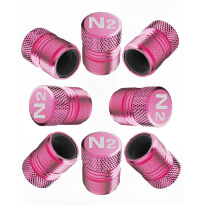 Picture of Tire Valve Stem Caps - Tire Air Caps Cover 8 Pack N2 Nitrogen Logo Corrosion Resistant Premium Alloy Universal for Car Truck Motorcycle Bike-Pink