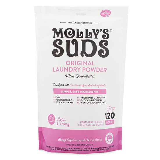 Picture of Molly's Suds Original Laundry Detergent Powder | Natural Laundry Detergent Powder for Sensitive Skin | Earth-Derived Ingredients, Stain Fighting | 120 Loads (Lotus & Peony)