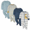 Picture of Gerber Baby Boys' 4 Pack Sleep 'N Play Footie, Dinosaur Blue, Newborn