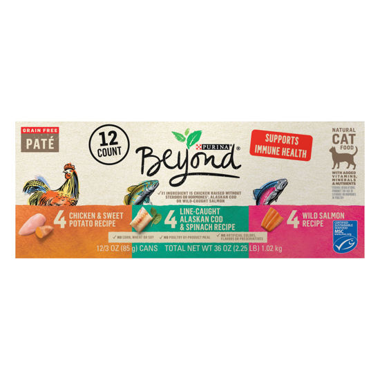 Picture of Purina Beyond Grain Free Wet Cat Food Pate Variety Pack - (2 Packs of 12) 3 oz. Cans