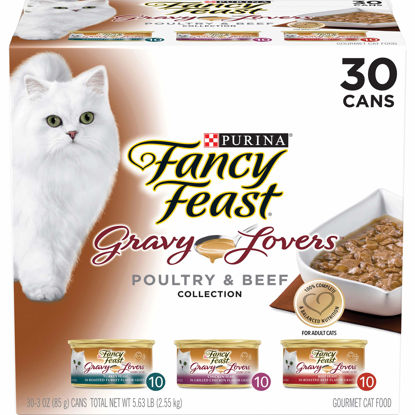 Picture of Purina Fancy Feast Gravy Wet Cat Food Variety Pack, Gravy Lovers Poultry & Beef Feast Collection - (30) 3 oz. Cans