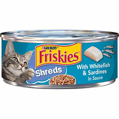 Picture of Purina Friskies Wet Cat Food, Shreds With Whitefish & Sardines in Sauce - (24) 5.5 oz. Cans