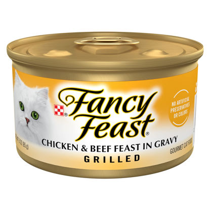 Picture of Purina Fancy Feast Grilled Wet Cat Food Chicken and Beef in Wet Cat Food Gravy - (24) 3 oz. Cans