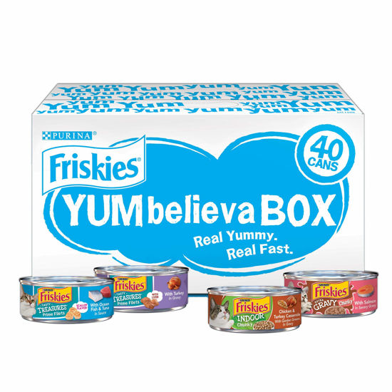 Picture of Purina Friskies Wet Cat Food Variety Pack, YUMbelievaBOX YUM-credible Surprises - (40) 5.5 oz. Pull-Top Cans