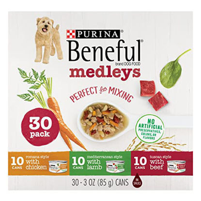 Picture of Purina Beneful Wet Dog Food Variety Pack, Medleys Tuscan, Romana & Mediterranean Style - (30) 3 oz. Cans