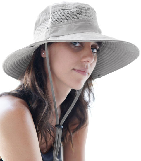 Picture of Wide Brim Sun Hat for Men and Women Light Grey