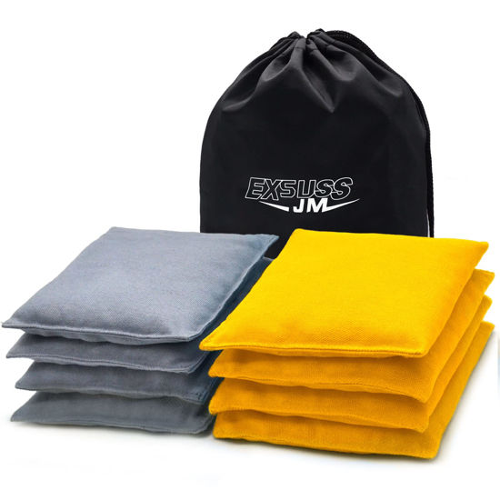 Picture of JMEXSUSS Weather Resistant Standard Cornhole Bags, Set of 8 Regulation Professional Corn Hole Bags for Tossing Game,Corn Hole Beans Bags with Tote Bag