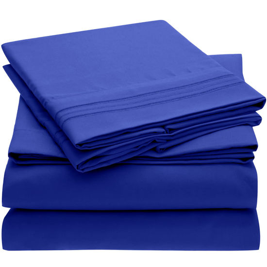 Picture of Mellanni Extra Deep Pocket King Size Sheets - 4 Piece Iconic Collection Bedding Sheets & Pillowcases - Hotel Luxury, Ultra Soft, Cooling Bed Sheets - Extra Deep Pocket up to 21 inch (King, Royal Blue)