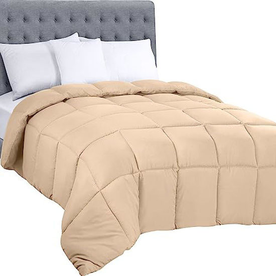 Picture of Utopia Bedding All Season 250 GSM Comforter - Plush Siliconized Fiberfill Comforter - Box Stitched, Beige, King