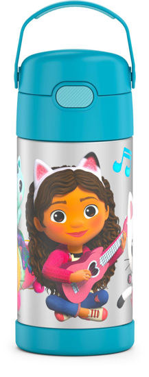 Picture of THERMOS FUNTAINER 12 Ounce Stainless Steel Vacuum Insulated Kids Straw Bottle, Gabby'S Dollhouse
