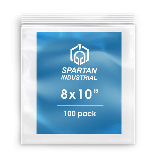 Picture of SPARTAN INDUSTRIAL- 8 inch X 10 inch (100 Count) 2 Mil Clear Reclosable Zip Plastic Poly Bags with Resealable Lock Seal Zipper