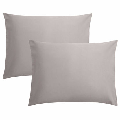 Picture of FLXXIE 2 Pack Microfiber Standard Pillow Cases, 1800 Super Soft Pillowcases with Envelope Closure, Wrinkle, Fade and Stain Resistant Pillow Covers, 20x26, Smoky Grey