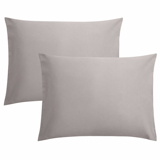 Picture of FLXXIE 2 Pack Microfiber Standard Pillow Cases, 1800 Super Soft Pillowcases with Envelope Closure, Wrinkle, Fade and Stain Resistant Pillow Covers, 20x26, Smoky Grey