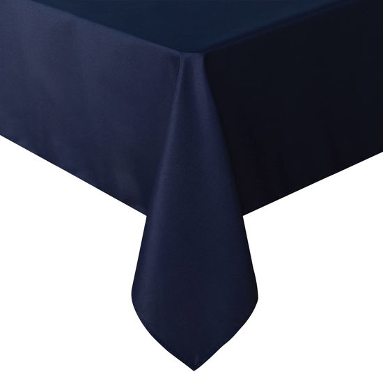 Picture of sancua Rectangle Tablecloth - 70 x 90 Inch - Stain and Wrinkle Resistant Washable Polyester Table Cloth, Decorative Fabric Table Cover for Dining Table, Buffet Parties and Camping, Navy