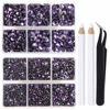 Picture of LPBeads 6400 Pieces Hotfix Rhinestones Tanzanite Flat Back 5 Mixed Sizes Crystal Round Glass Gems with Tweezers and Picking Rhinestones Pen