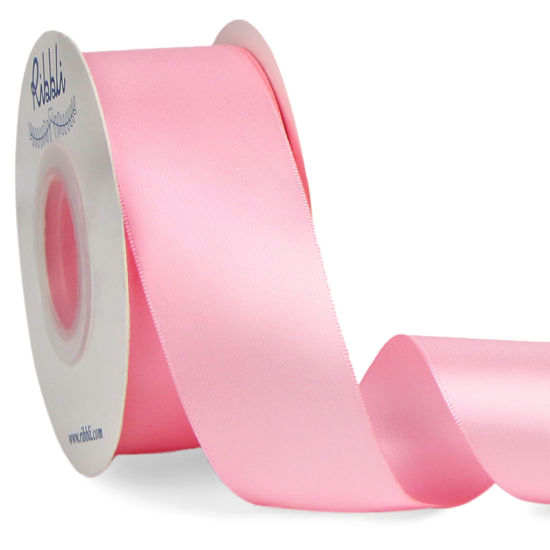 Picture of Ribbli Pink Double Faced Satin Ribbon,1-1/2” x Continuous 25 Yards,Use for Bows Bouquet,Gift Wrapping,Baby Shower,Floral Arrangement