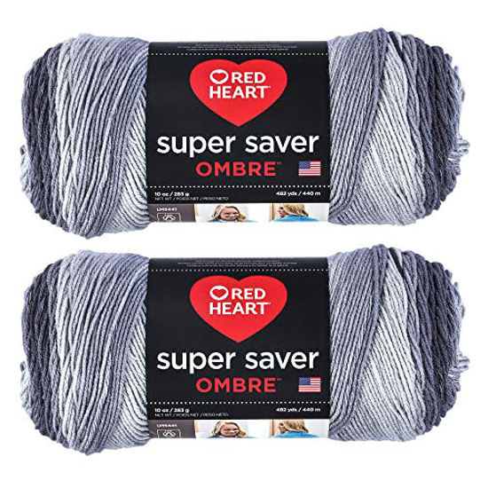 Picture of Red Heart Super Saver Jumbo Anthracite Ombre Yarn - 2 Pack of 283g/10oz - Acrylic - 4 Medium (Worsted) - 482 Yards - Knitting/Crochet