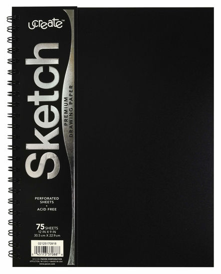 Picture of UCreate Poly Cover Sketch Book, Heavyweight, 9" x 12", Black, 75 Sheets