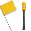 Picture of Yellow Marking Flags 100 Pack - 4x5-Inch Marker Flags - 15-Inch Wire - Small Yard Flags Marking Flags for Lawn, Irrigation Flags, Lawn Flags Markers, Landscape Flags, Survey Flags, Sprinkler Flags