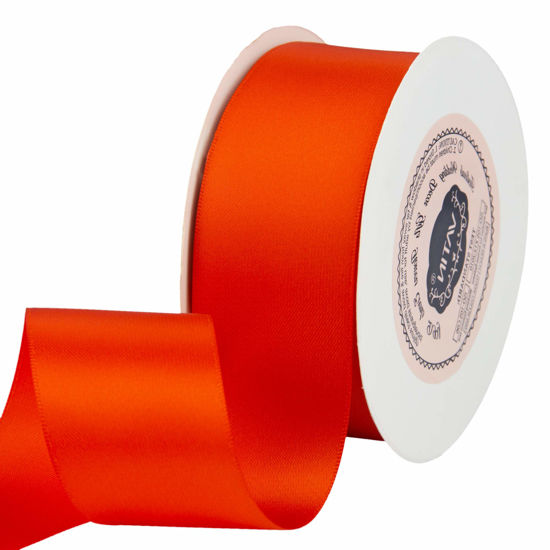 Picture of VATIN 1-1/2 inches Wide Double Faced Polyester Autumn Orange Satin Ribbon Continuous Ribbon -25 Yard, Perfect for Wedding, Gift Wrapping, Bow Making & Other Projects