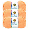 Picture of Lion Brand 24/7 Cotton Yarn, Yarn for Knitting, Crocheting, and Crafts, Creamsicle, 3 Pack